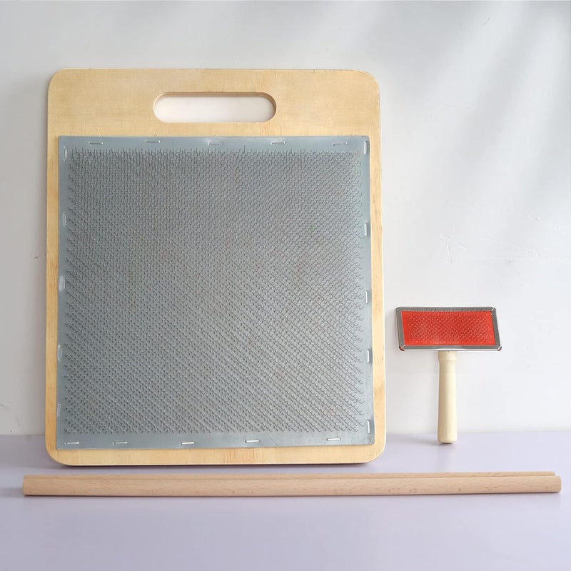WANGDEFA Wool Blending Board Carding Brush Set with Board and Brush for Rolags - Image 5